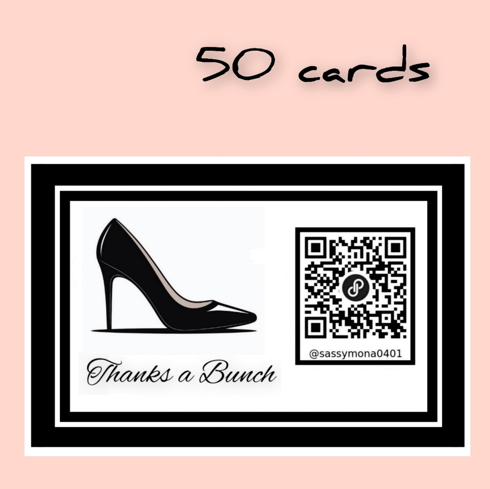 QR Thank You Cards 50pc  Handcrafted  Black And White
